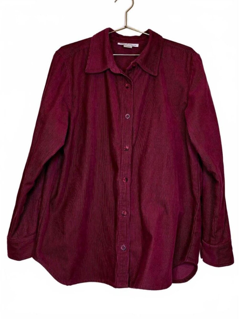 Women’s Corduroy Button Up Shirt XL Red Maroon Wine Serengeti